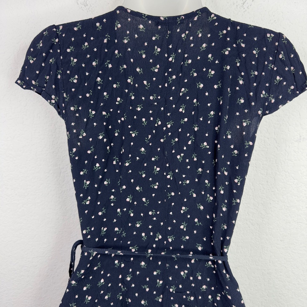 Brandy Melville Wrap Dress Womens 2 Blue Floral Summer‎ Italy Romantic Coquette - Picture 7 of 12